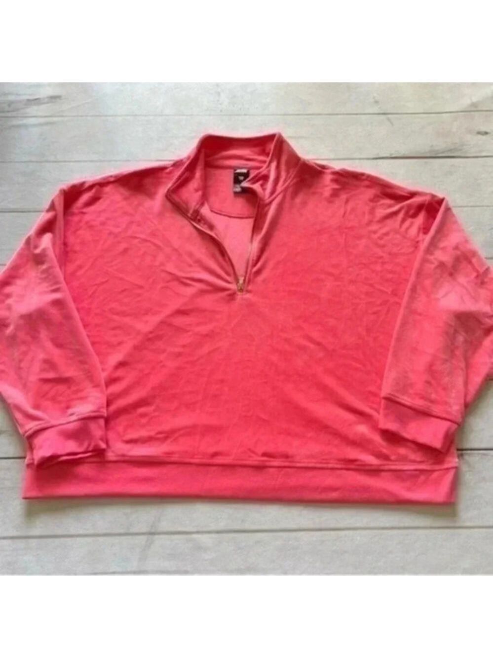 Avia Womens Velour Pullover Coral Red Sweatshirt XXXL (22) NEW
